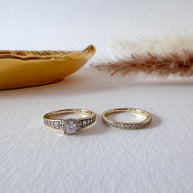 Golden and Shiny Zircon 2 Ring Set