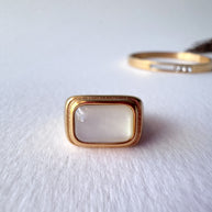 Mother od Pearl Square Style Steel Ring