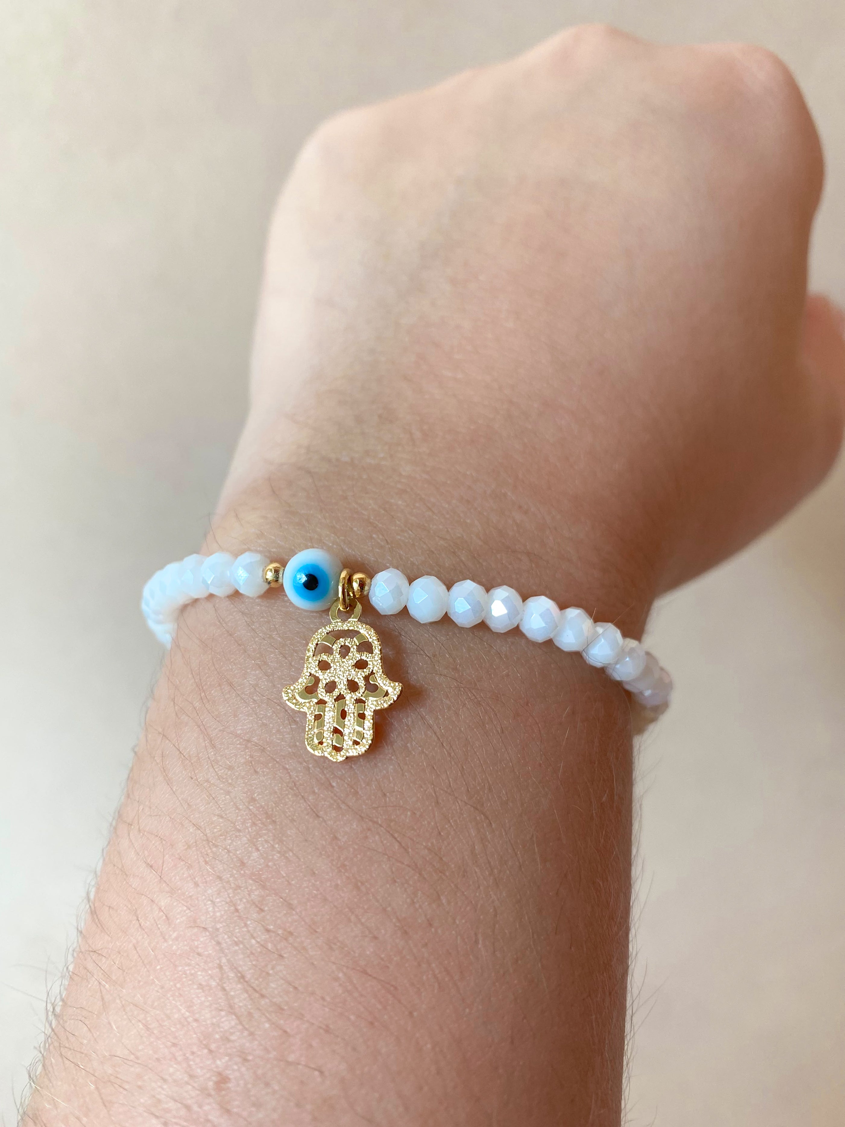 Adjustable Blanck and White Protection Charms Bracelets