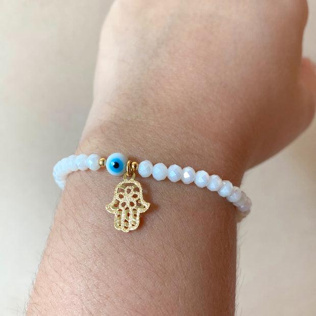 Adjustable Blanck and White Protection Charms Bracelets