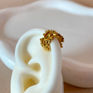 Golden Steel Leaf Style Ear Cuff
