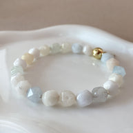 Clear & Baby Blue Gems Beads Elastic Bracelet