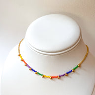 Variety of Multicolor Miyuki, Golden Beads and Pearls Choker Necklace