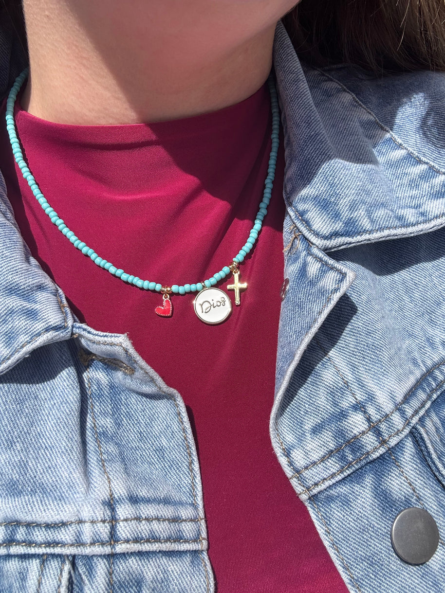 God Charms Turquoise Necklace