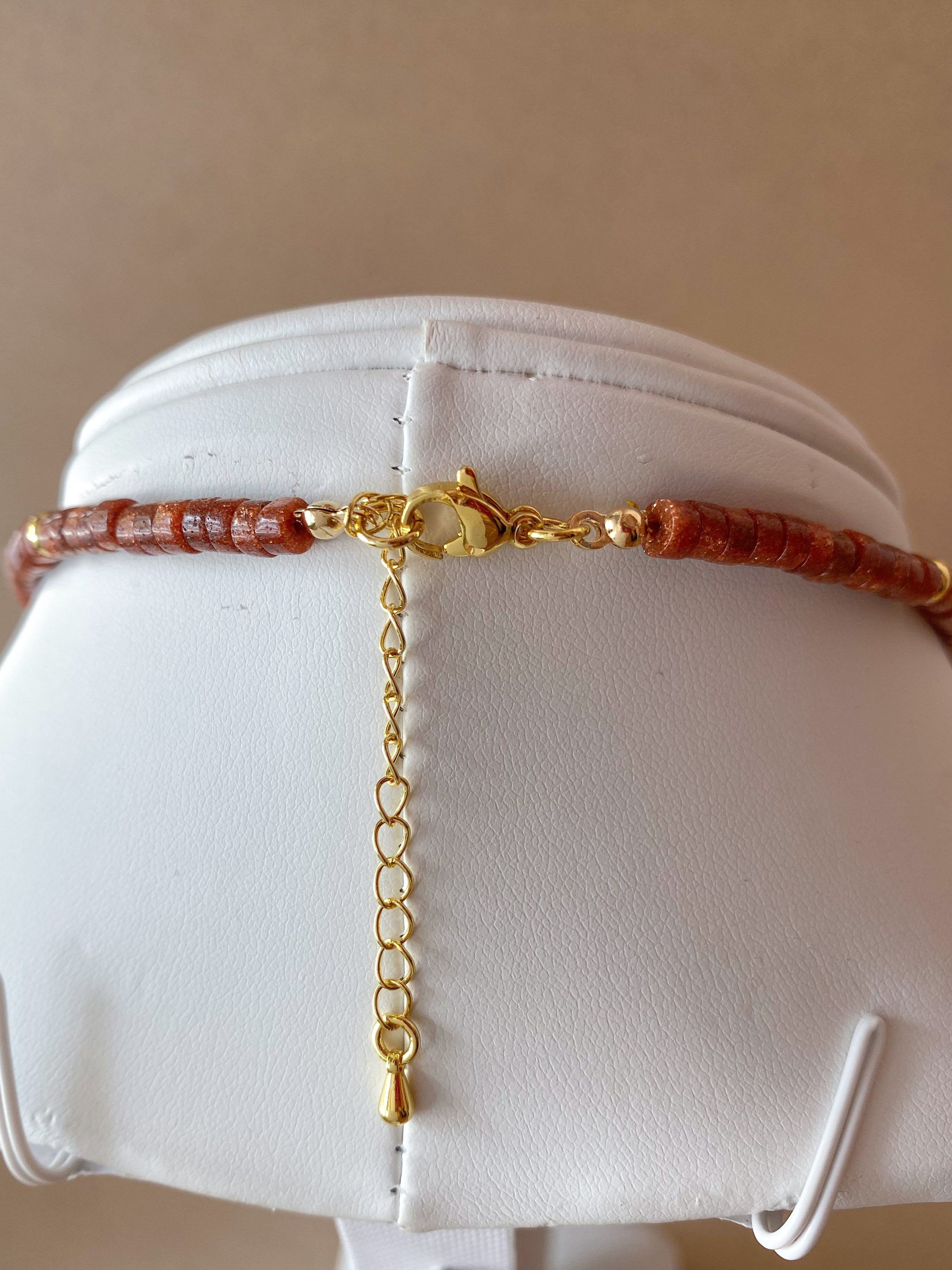 Big Golden Sun in a Brown Goldstone Necklace
