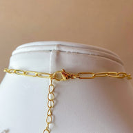 Pink and Yellow Quartz Stones Papers Clip Style Necklace