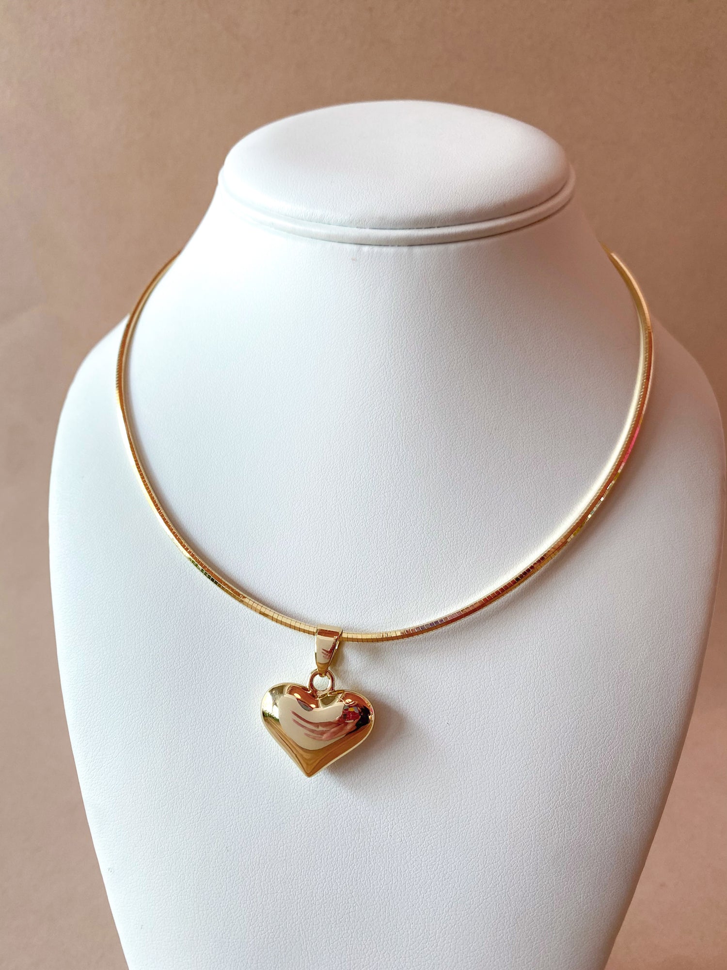 Golden Medium Heart in Choker Necklace