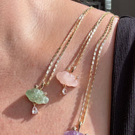 Cloud Raindrop Crystal Gems Golden Necklaces