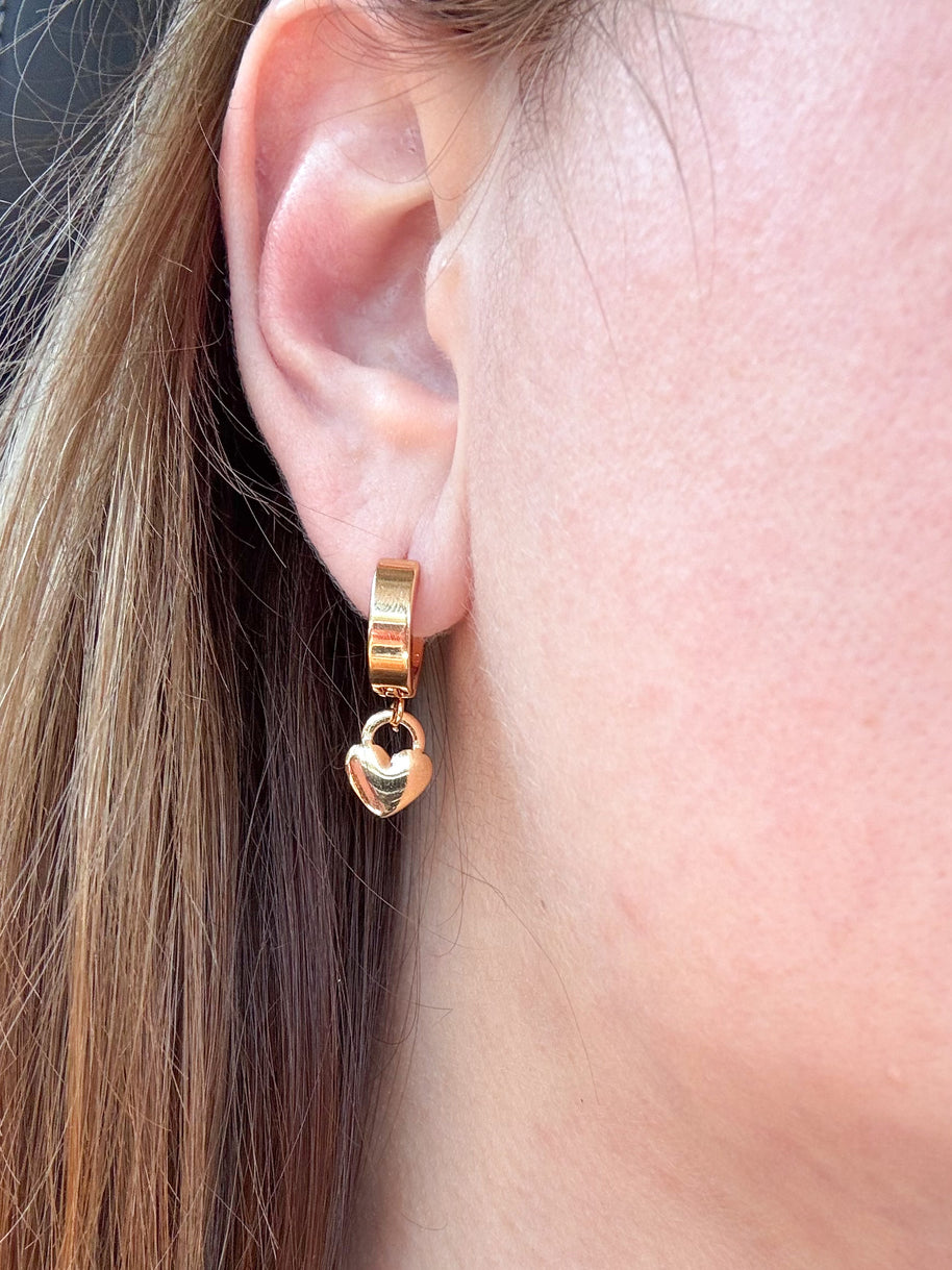 Golden Steel Hearts Hoops