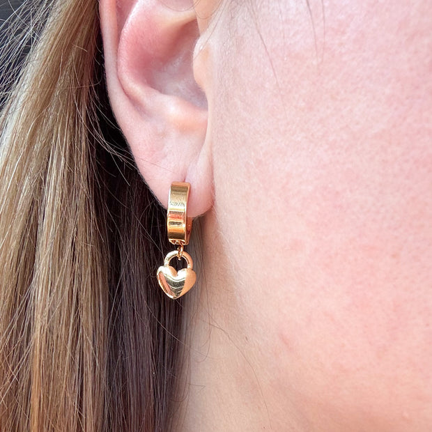 Golden Steel Hearts Hoops