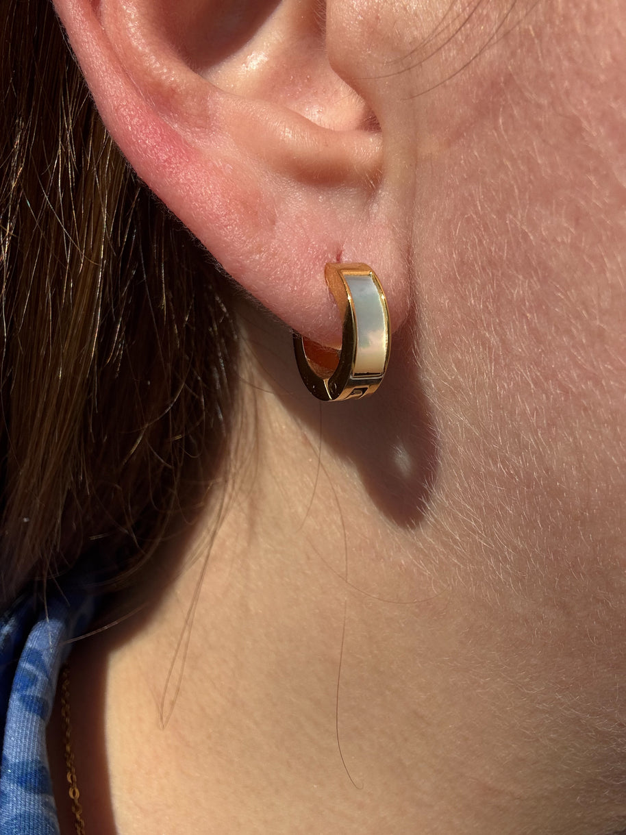 Golden Classic Mother Of Pearl Steel Hoops