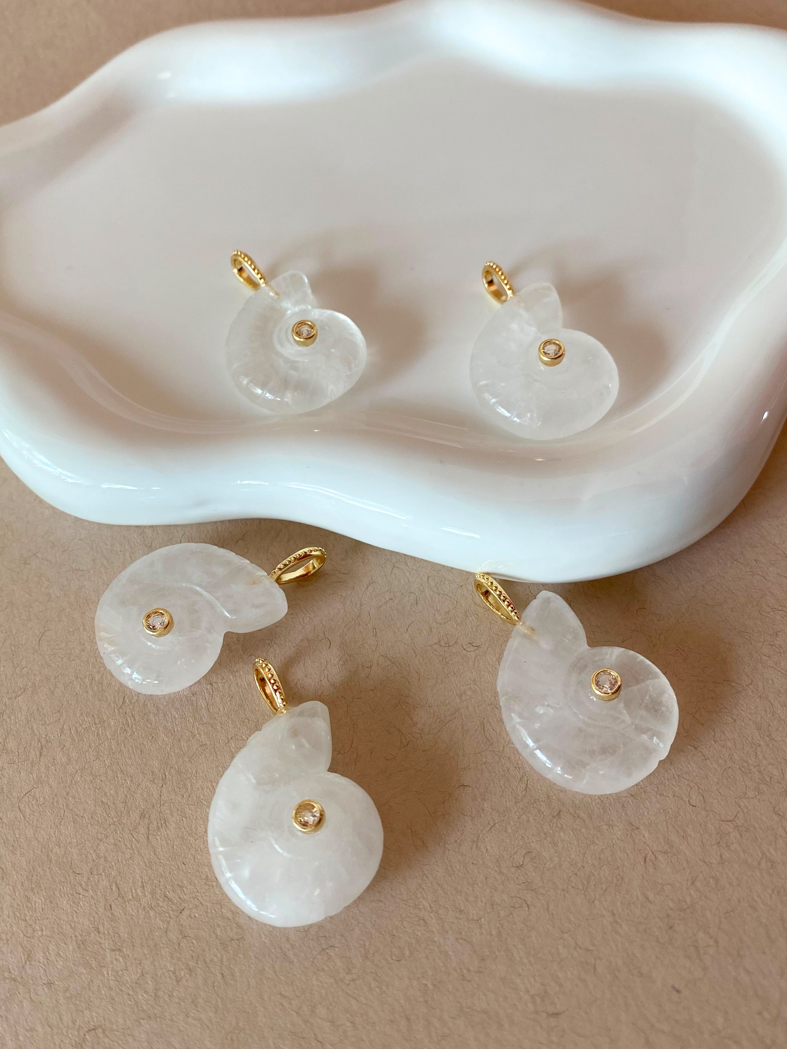 Medium Shell Clear Quartz Charm