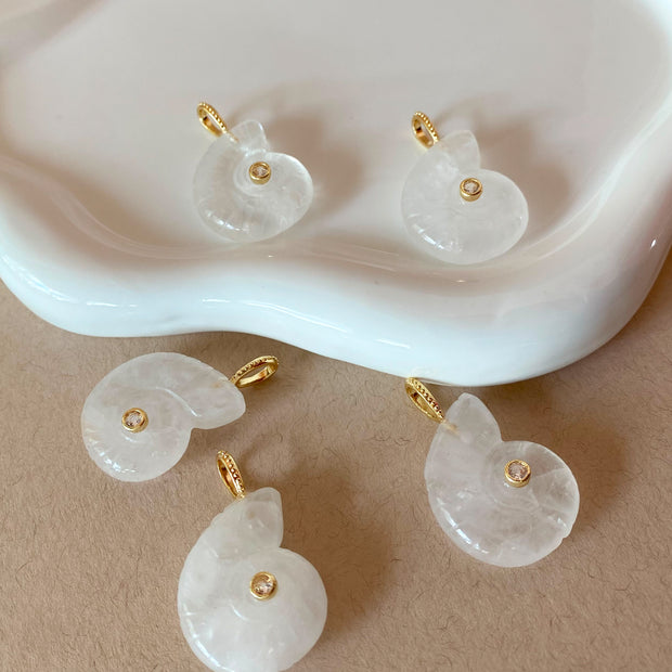 Medium Shell Clear Quartz Charm