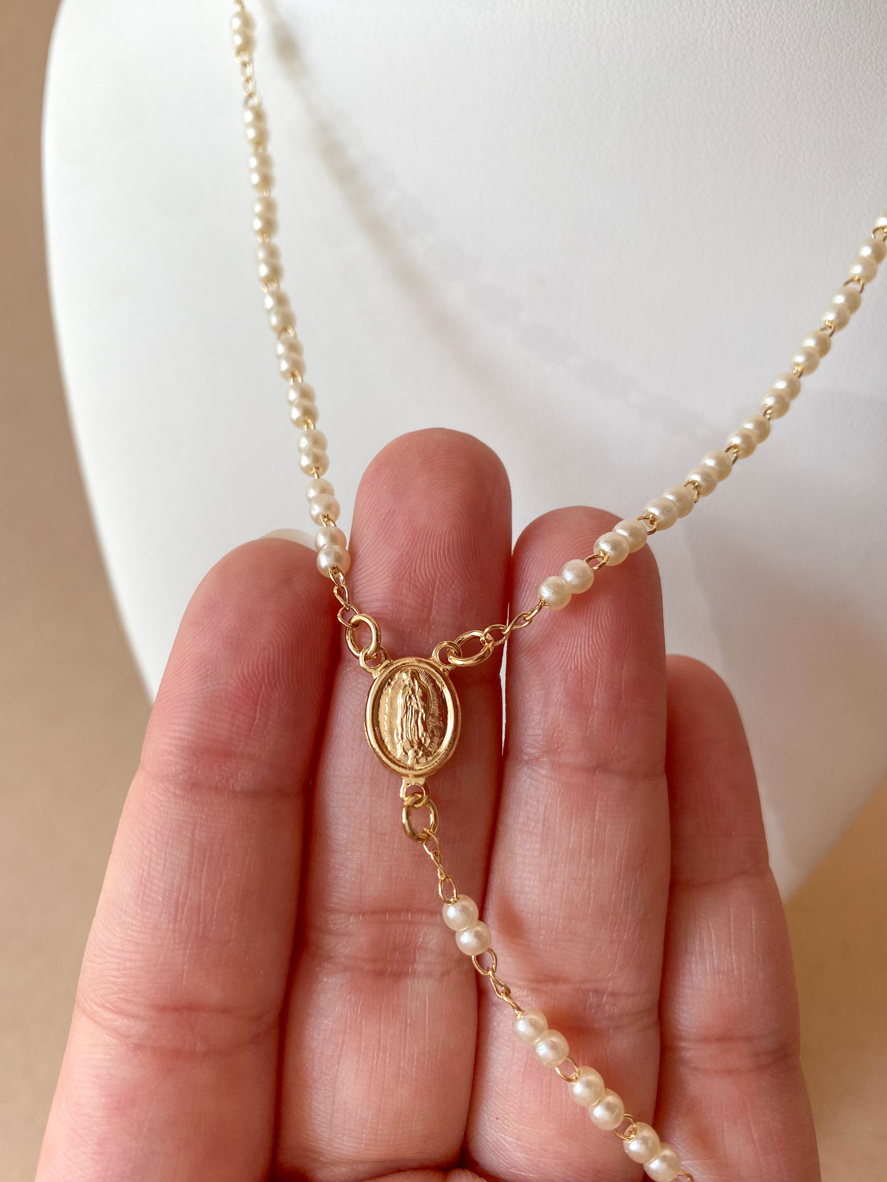Guadalupe Virgin Pearls Rosary