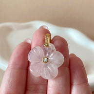 Pink Quartz Crystal Roses Charms