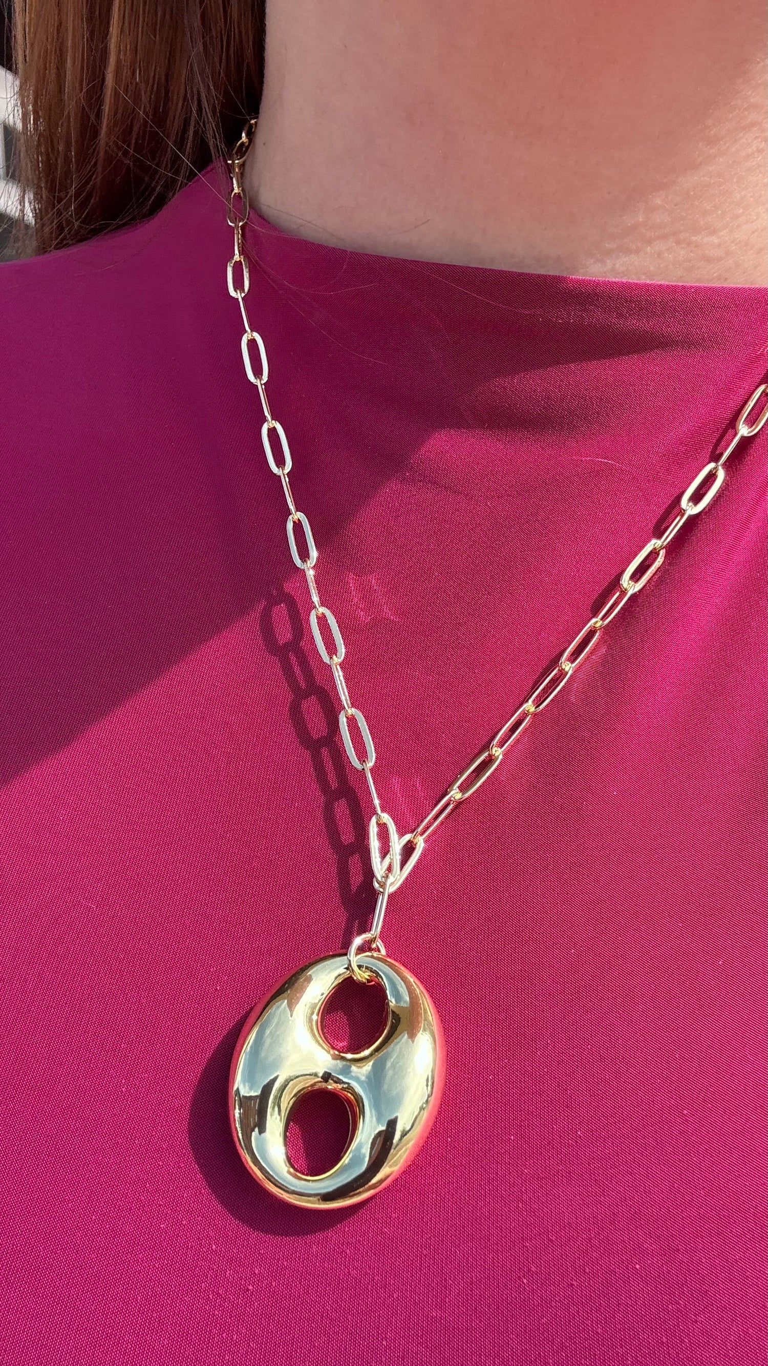 Big Coffee Grain Paper Clip Necklace