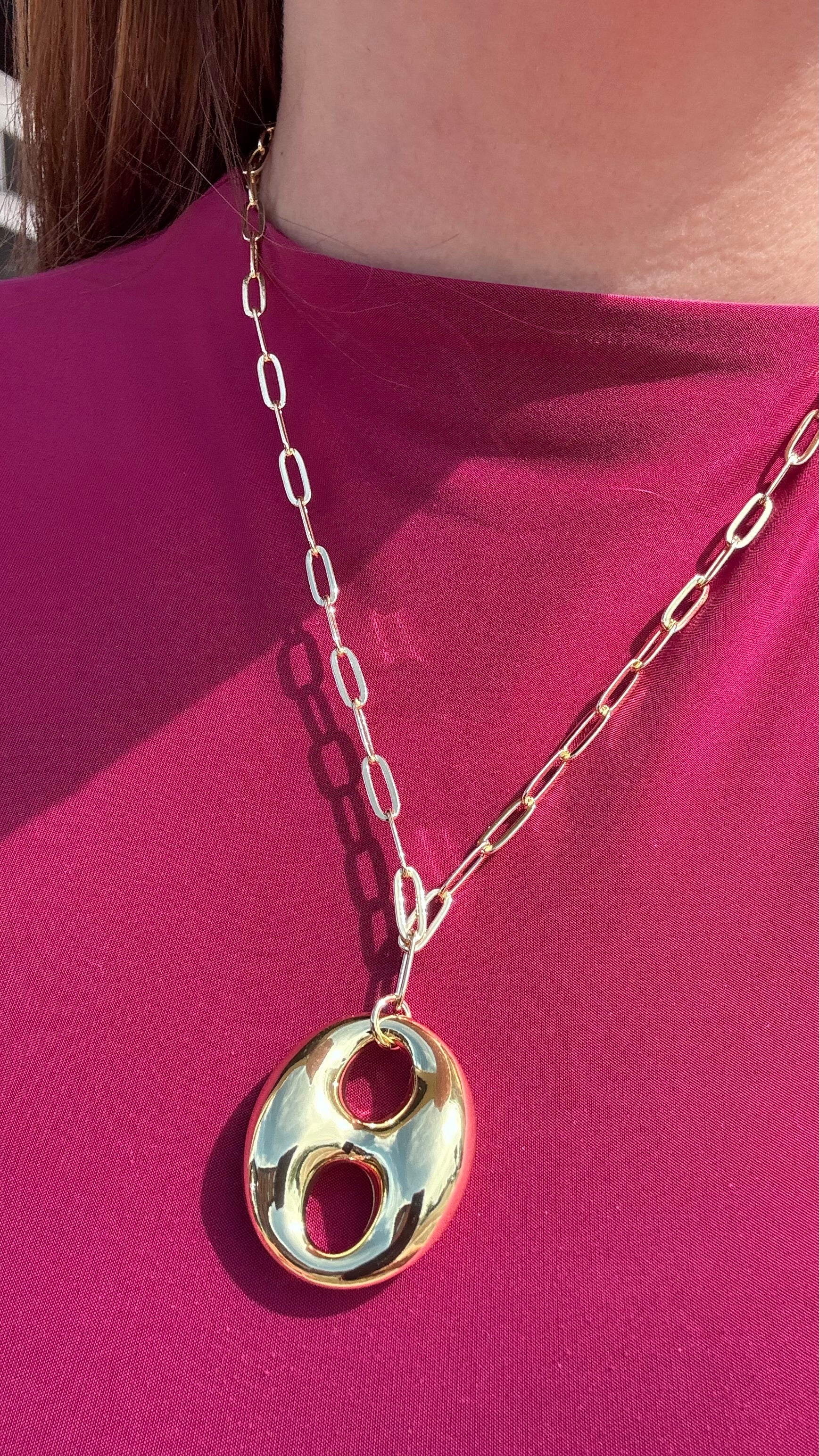 Big Coffee Grain Paper Clip Necklace