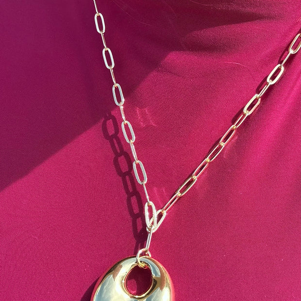 Big Coffee Grain Paper Clip Necklace