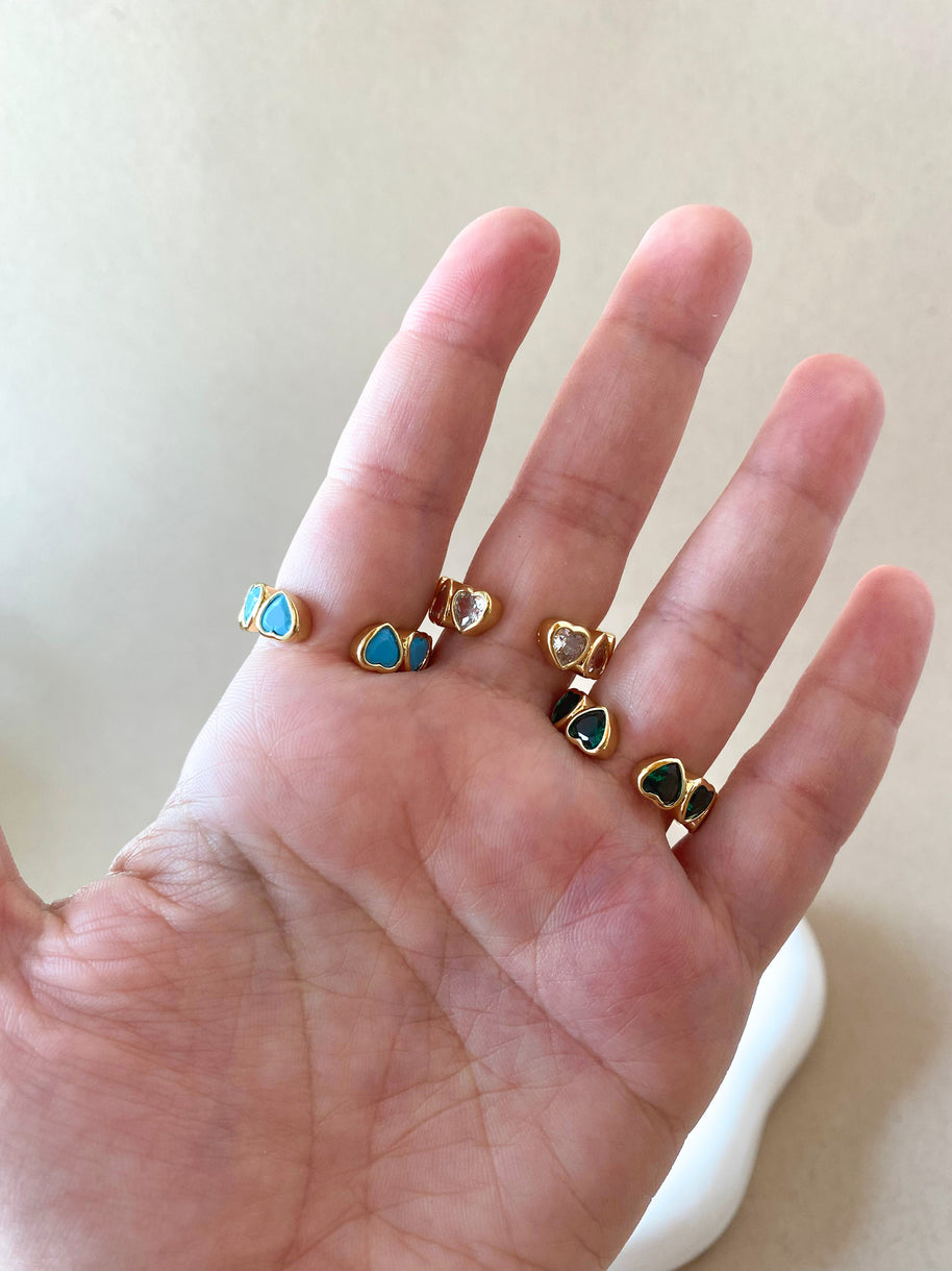 Crystals Hearts Colorful Rings