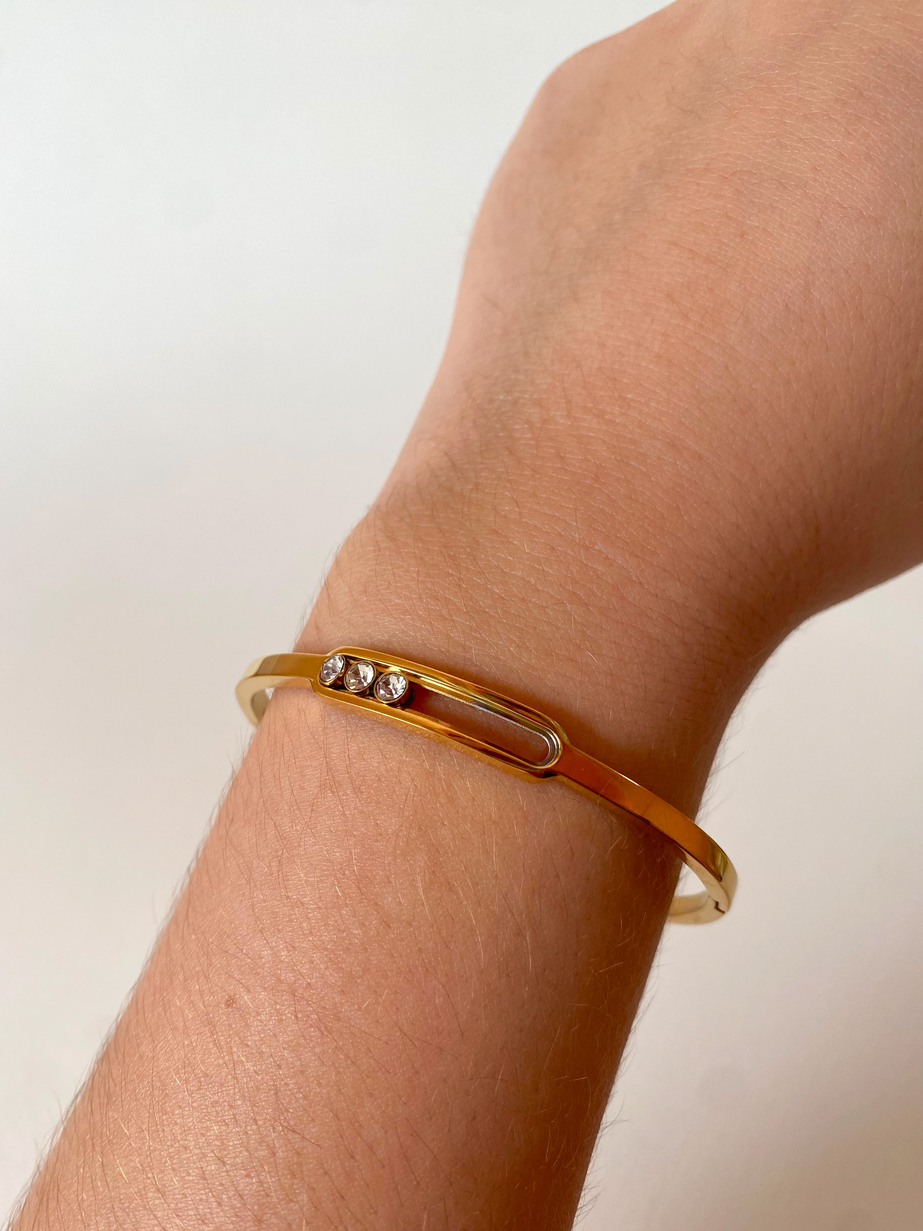 Golden Thin Bangle Move Steel Bracelet