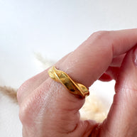 Golden Twist Shape Steel Ring