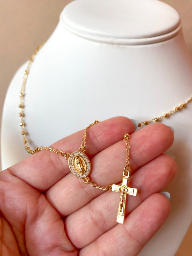 Golden Shiny Balls Guadalupe Rosary