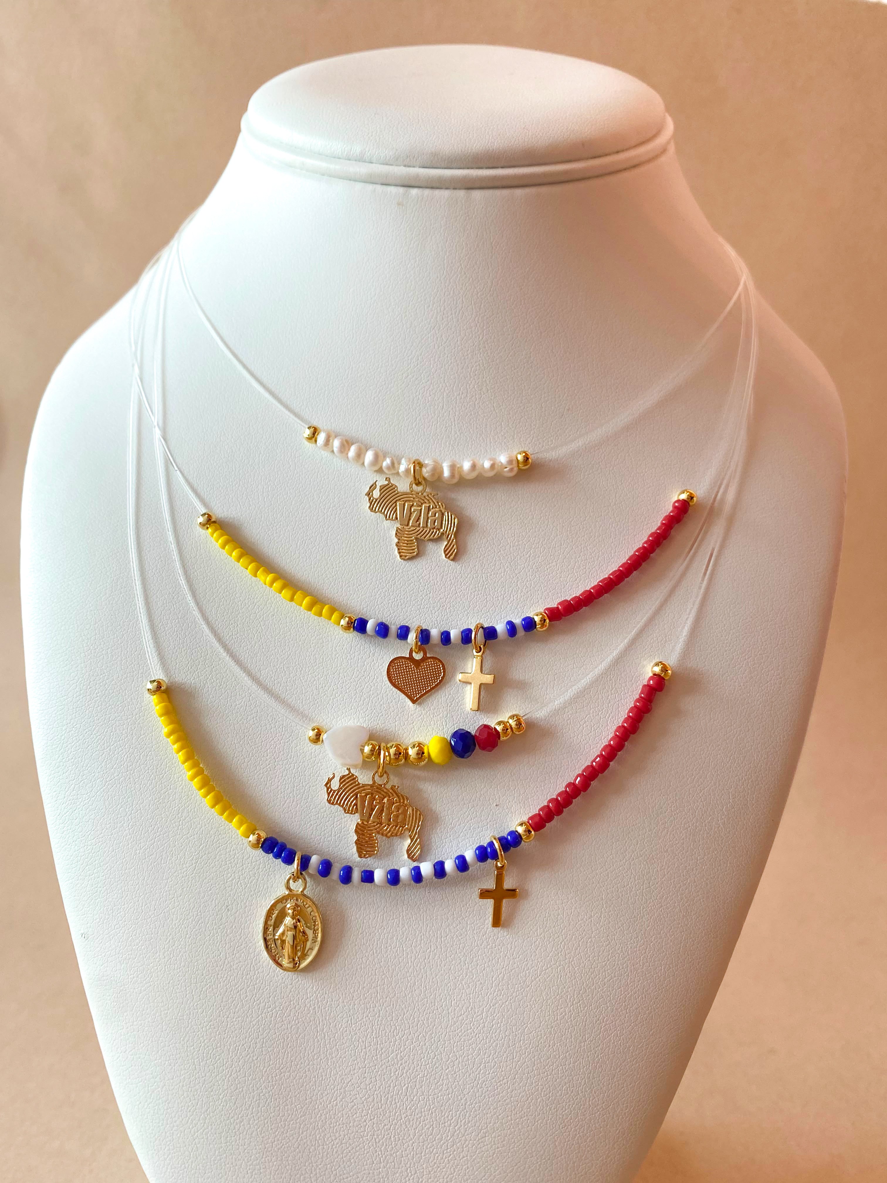 4 different Styles of Venezuelan Type of Ghost Necklaces