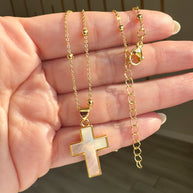 Mother Of Pearl Cross Necklace