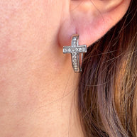 Silver Cross Hoops