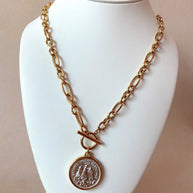 Reversible 2 Tones Coin Large Steel Necklace