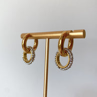 Golden and Clear White Zircons Steel Hoops