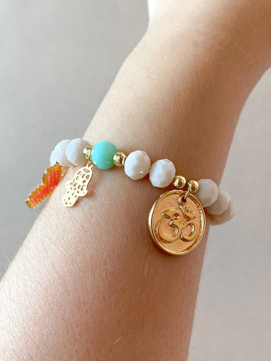 Hamsa, Pink Heart and Relax Spiritual Charms Bracelet