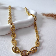 Puffed Mariner Style Steel Necklace