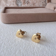 Heart Mini Zircon 18k Solid Gold Earrings