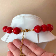 Red Balls Ceramic Charms Pattern Necklace