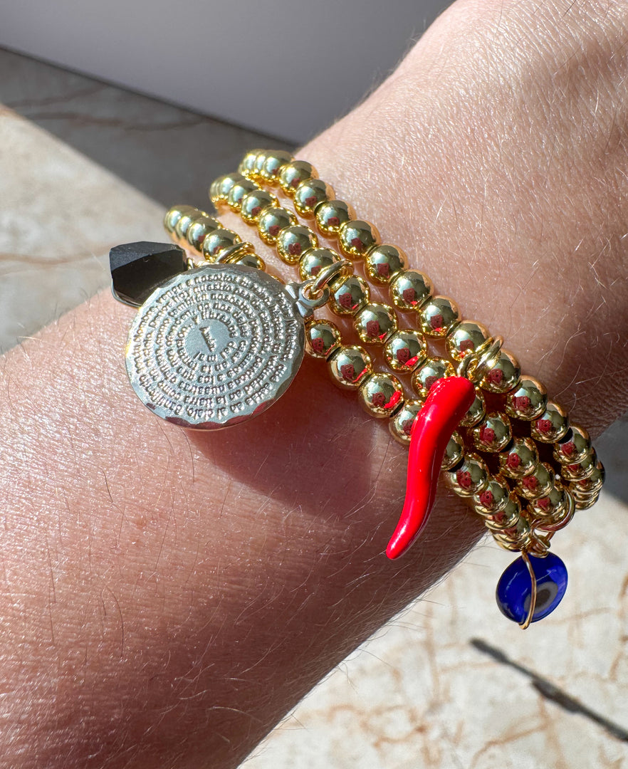 Brazalete Ajustable de 3 balines + Multi Charm