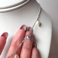 Cherry & Pearls Silver Steel Necklace