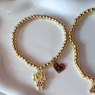 Elastic Golden Kids & Heart Bracelet