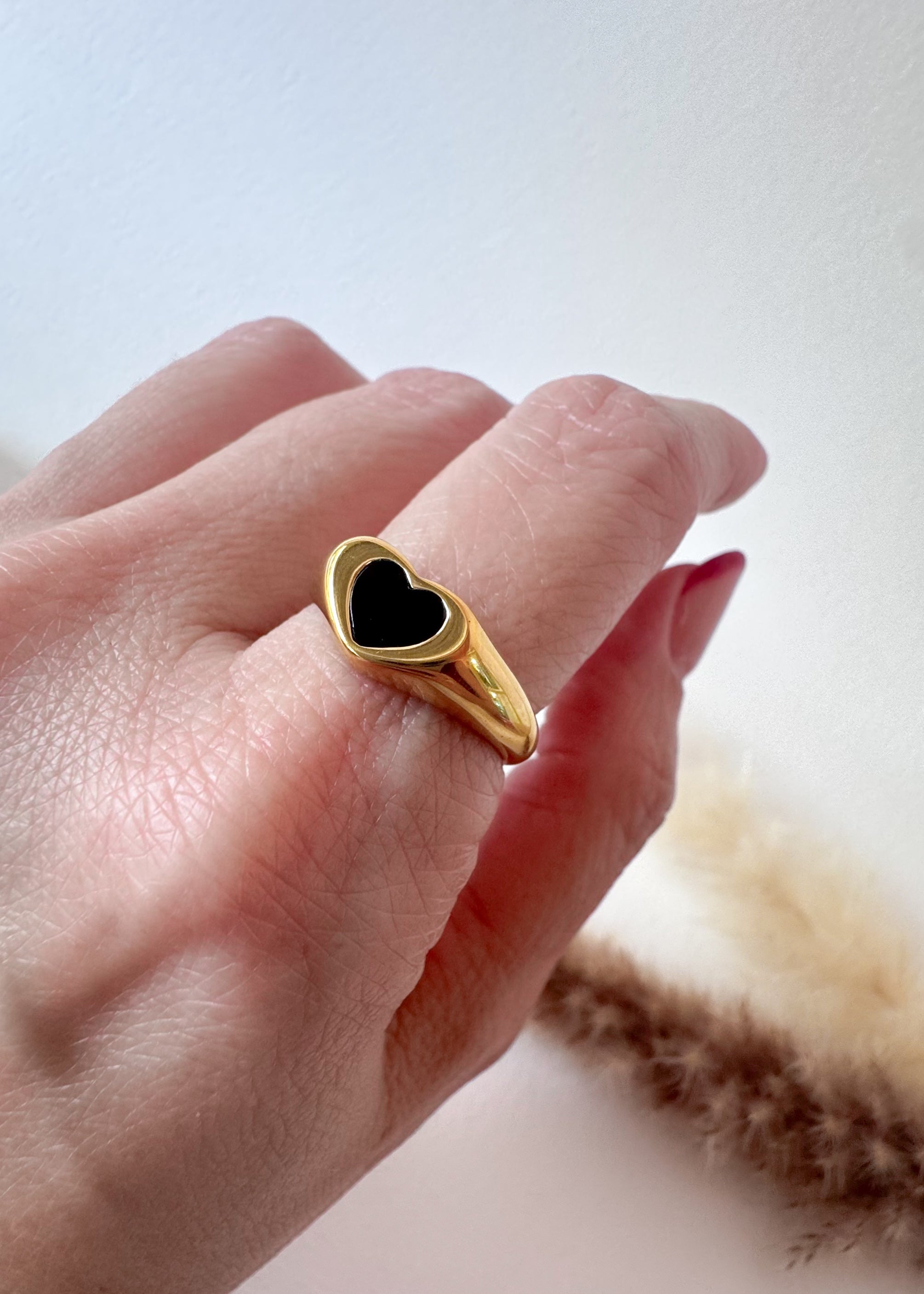 Black Heart Shape Steel Ring
