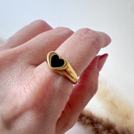 Black Heart Shape Steel Ring