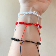 White, Red & Black 🧿 and Virgin of the Valley Thread Adjustable Bracelet