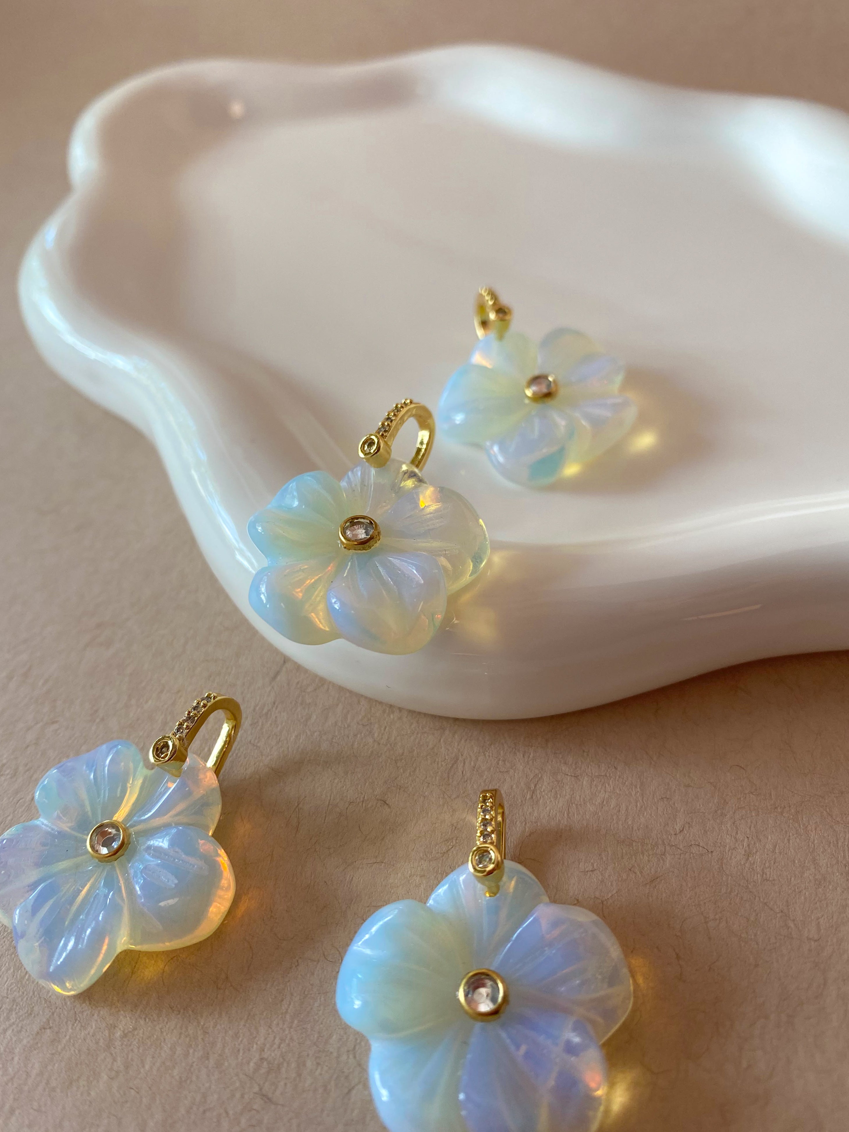 Opal Flower Crystal Stone Charm
