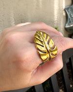 Load image into Gallery viewer, Stainless Steel Ring Golden Leaf Shape
