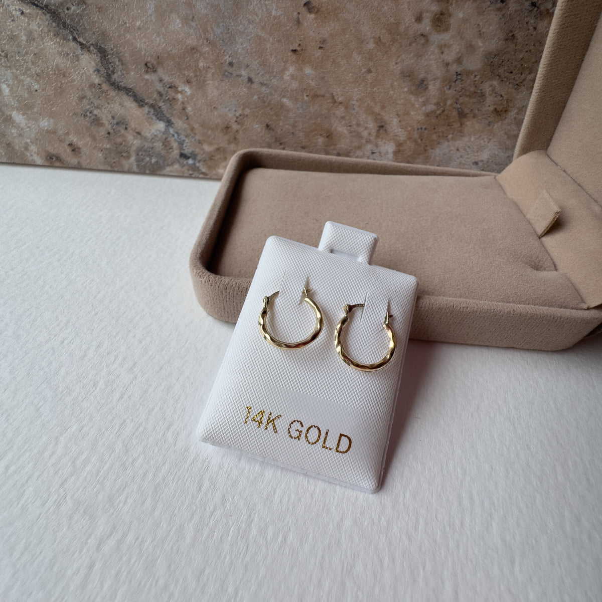 Mini Wave Hoops 14K Solid Gold Earrings