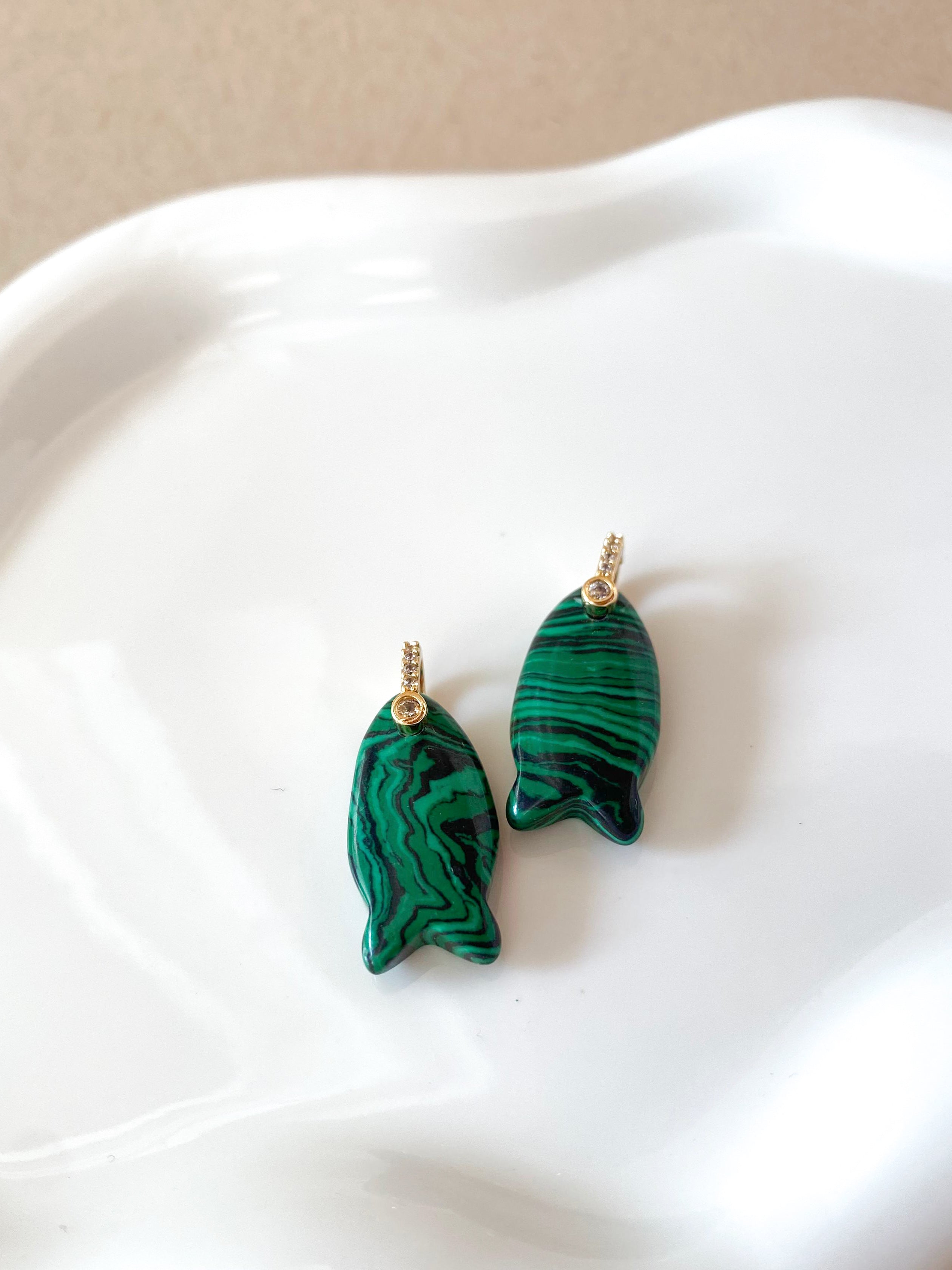 Malachite Stone Fish Charms