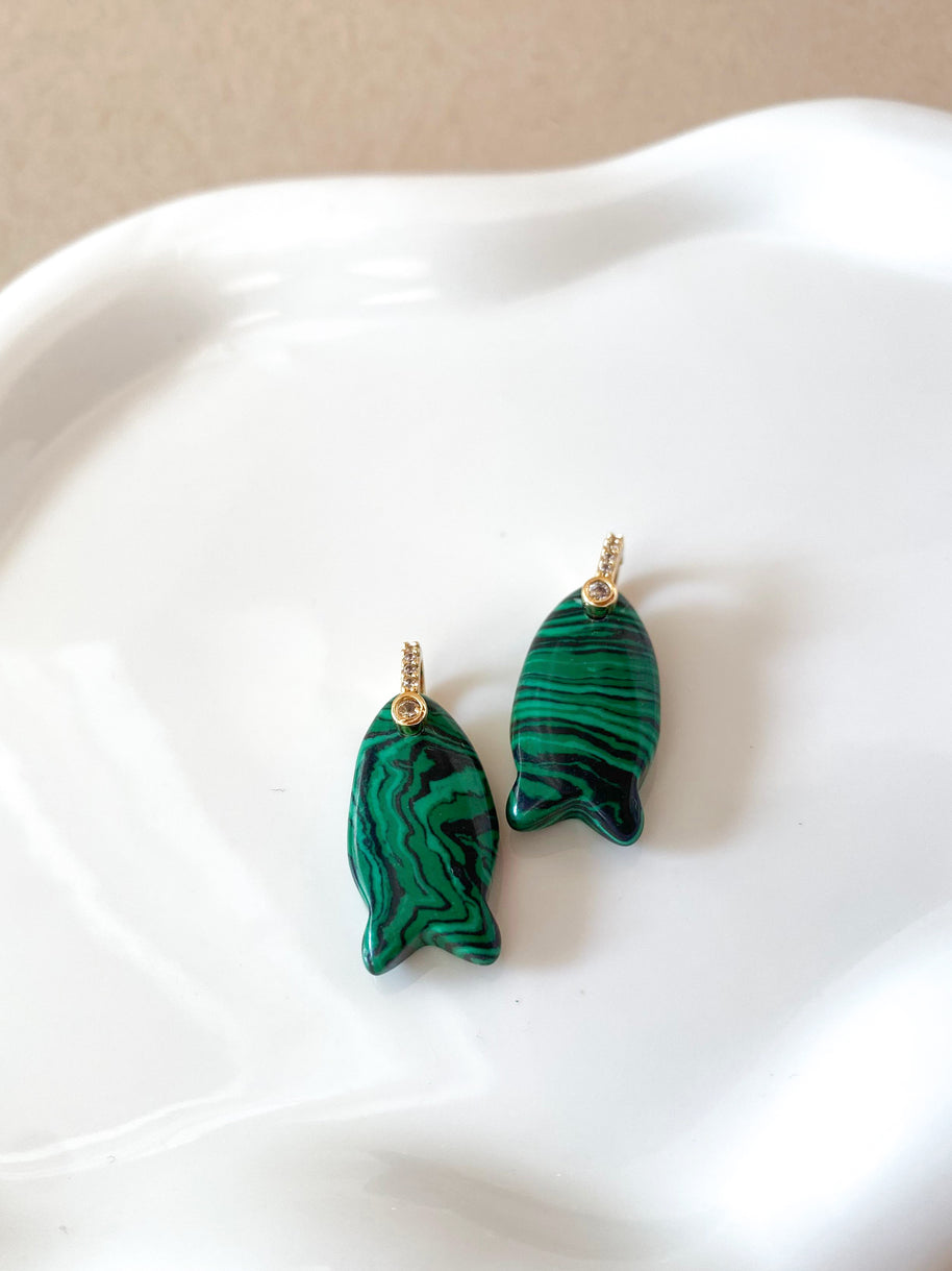 Malachite Stone Fish Charms