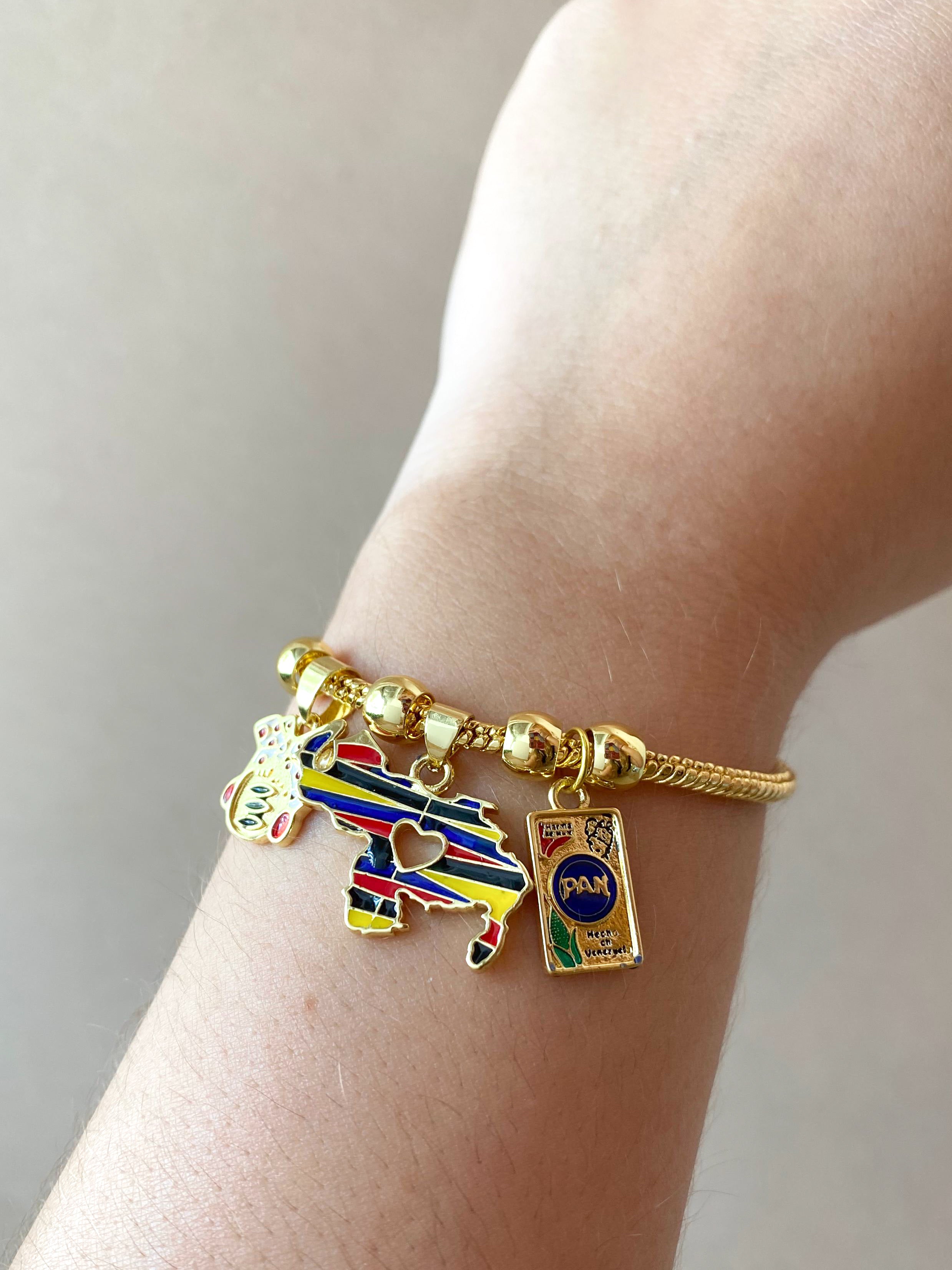 Harina Pan Venezuelan Map 3 Charms Style Bracelet