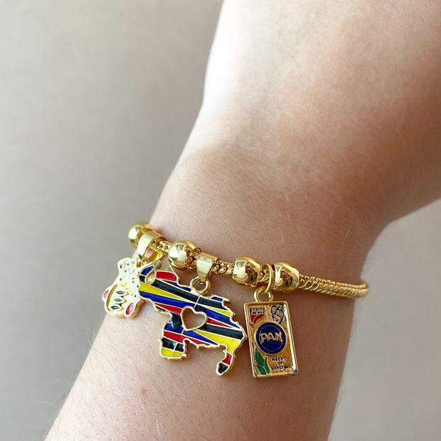 Harina Pan Venezuelan Map 3 Charms Style Bracelet