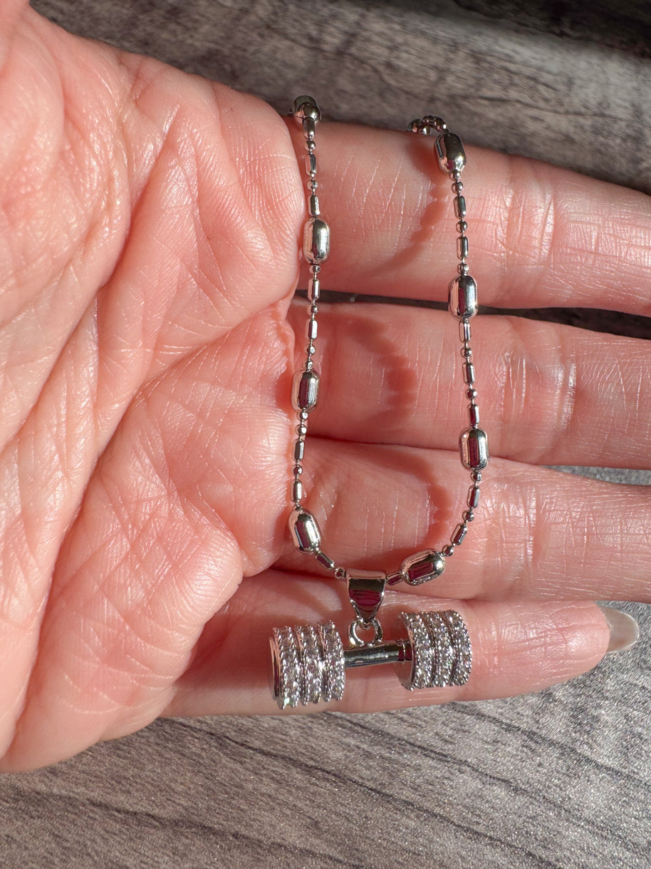 Cadena Silver Gym Charm