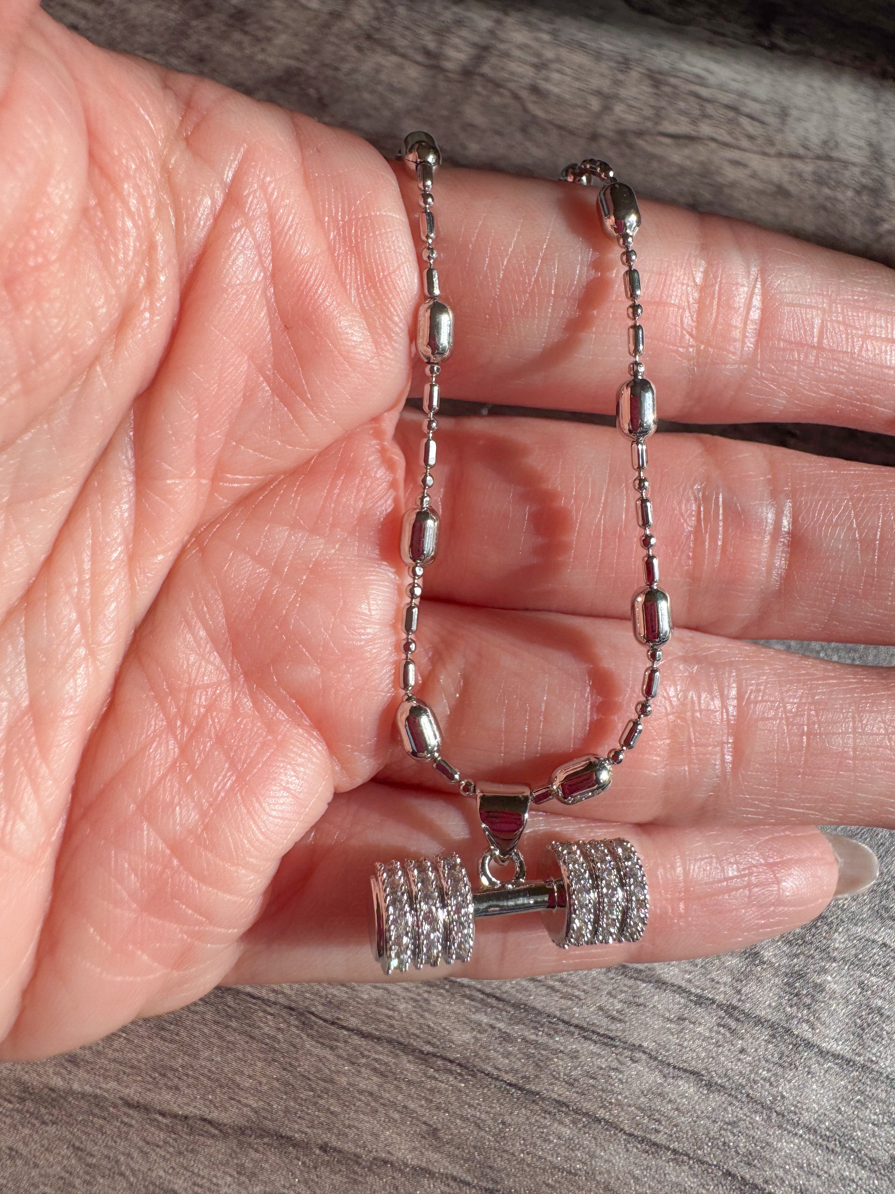 Cadena Silver Gym Charm